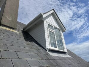fascia of a house being cleaned